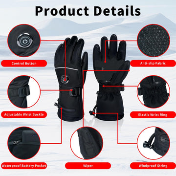 YBWLCLO heated gloves feature reflective strips for visibility