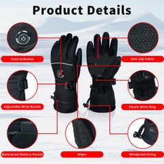 YBWLCLO heated gloves feature reflective strips for visibility