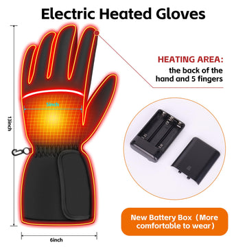 YBWLCLO heated gloves back view shows carbon-fiber heating across the hand.