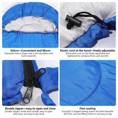 YCZS sleeping bag blue headrest with drawstring for cozy head warmth.