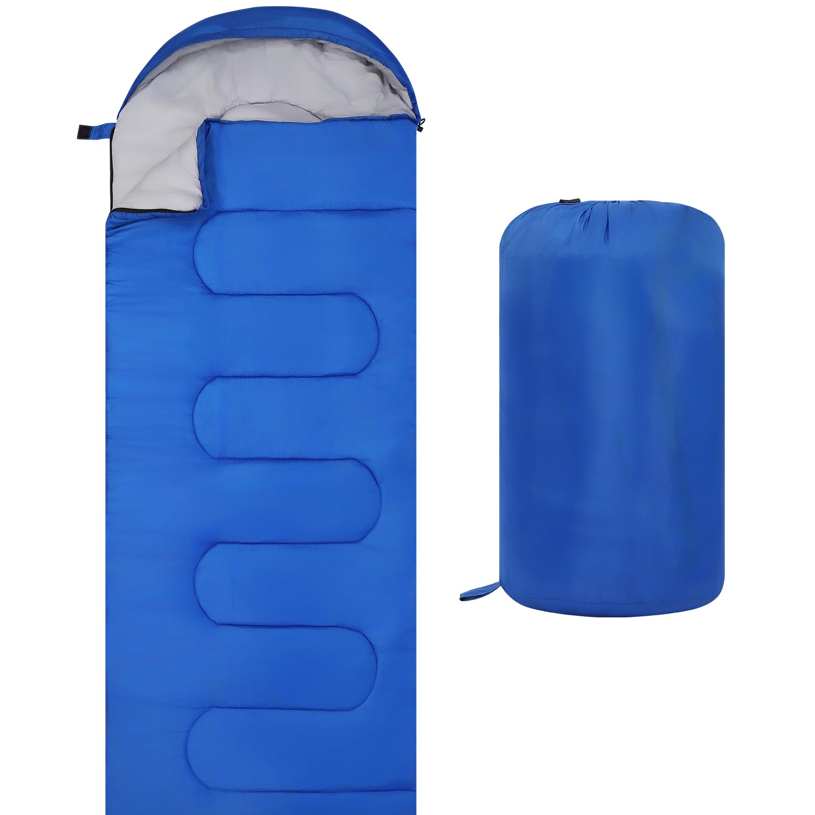 YCZS sleeping bag blue outside view highlighting durable 170T shell for rugged outdoor use.