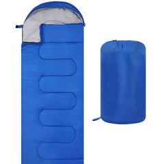YCZS sleeping bag blue outside view highlighting durable 170T shell for rugged outdoor use.