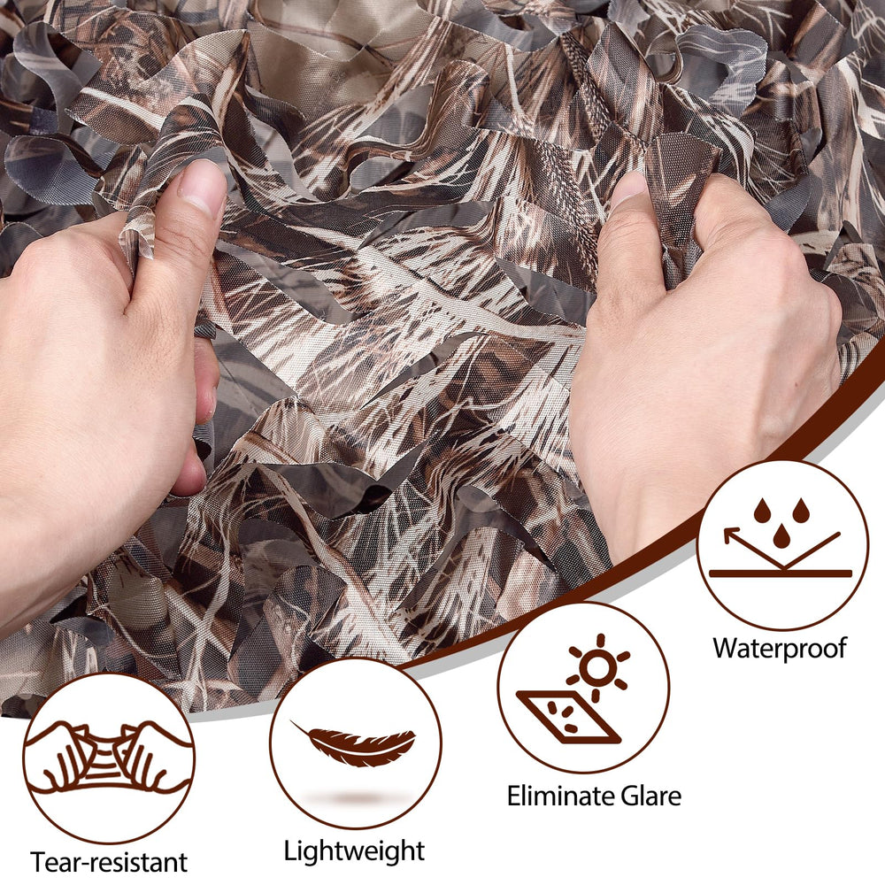 Yeacool camo netting 3D leaf pattern provides realistic concealment for bird watching hides.