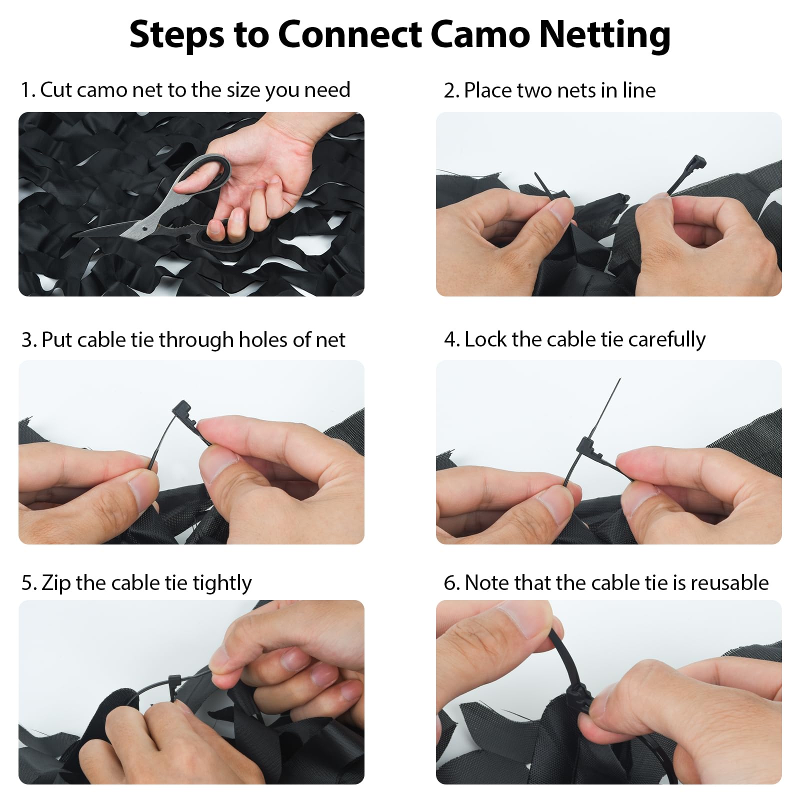 Yeacool camo netting care reminder highlights replacement support for fading or size issues.