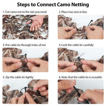 Yeacool camo netting can be cut to size with zip ties for quick fixes.
