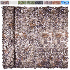 Yeacool camo netting in dry grass color laid on a hunting blind for concealment.
