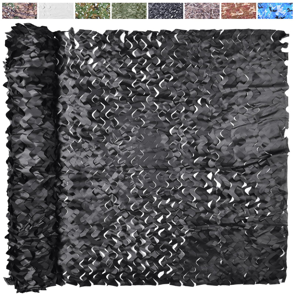 Yeacool camo netting foldable black design offers compact concealment for portable hunting setups.