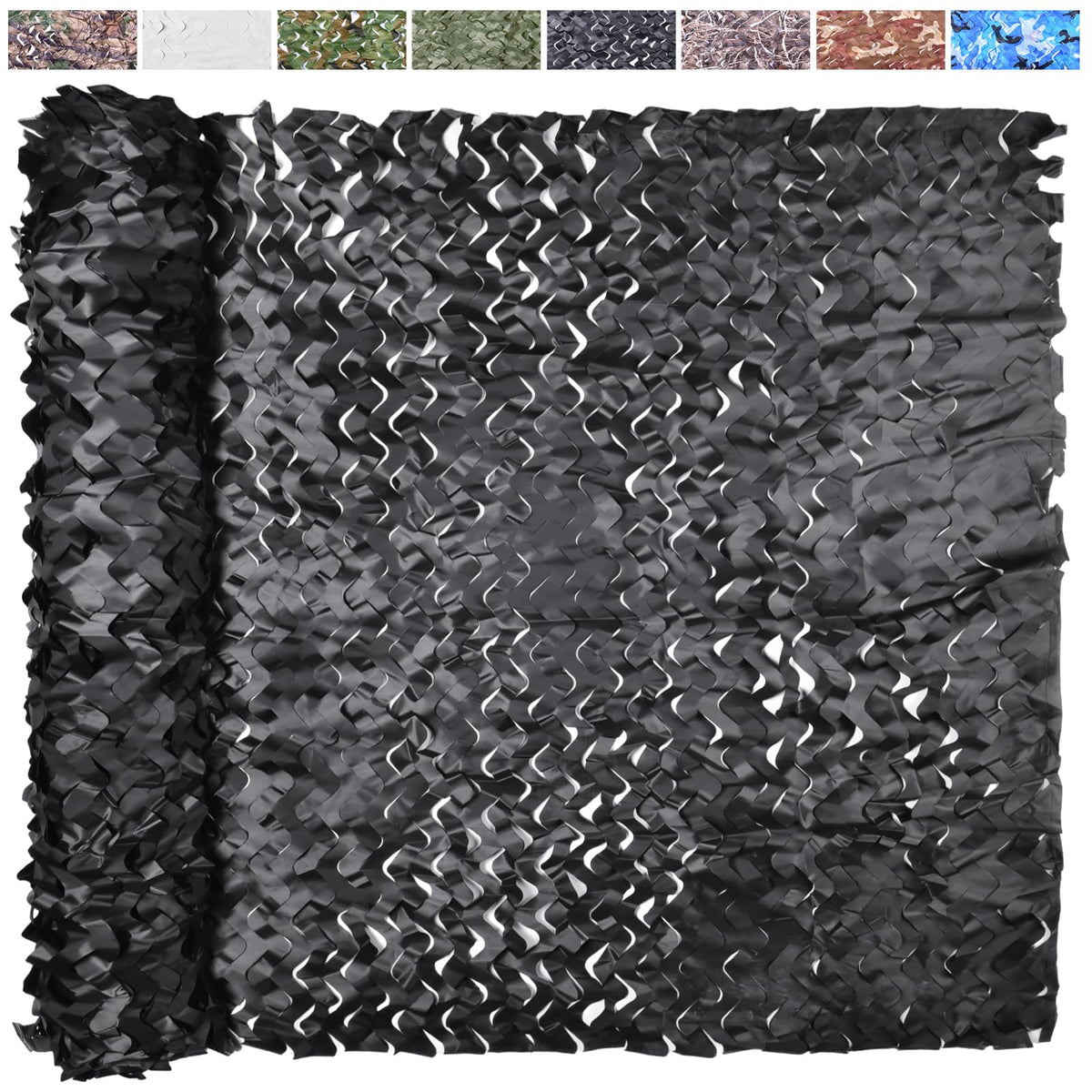 Yeacool camo netting foldable black design offers compact concealment for portable hunting setups.