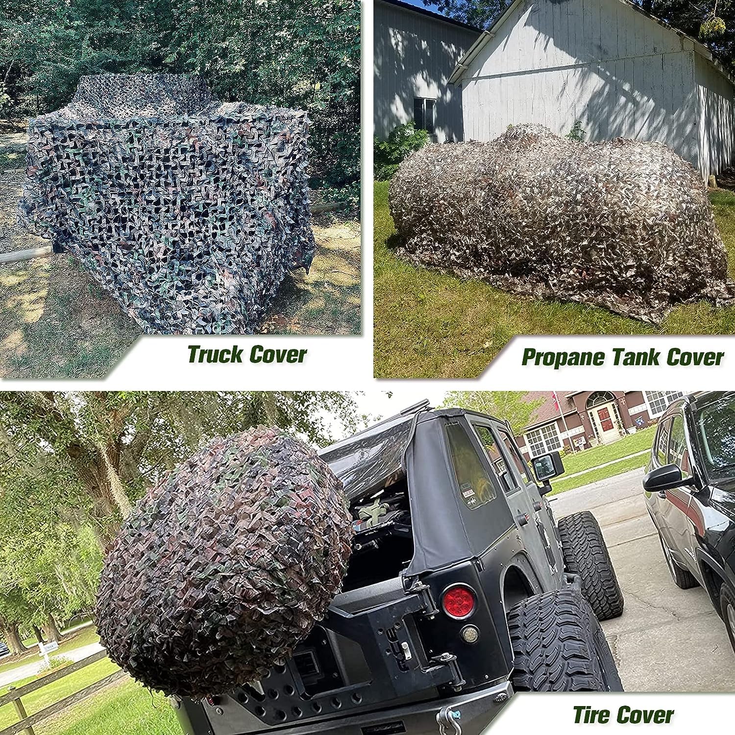 Yeacool camo netting used as garden screen or party backdrop for immersive decor