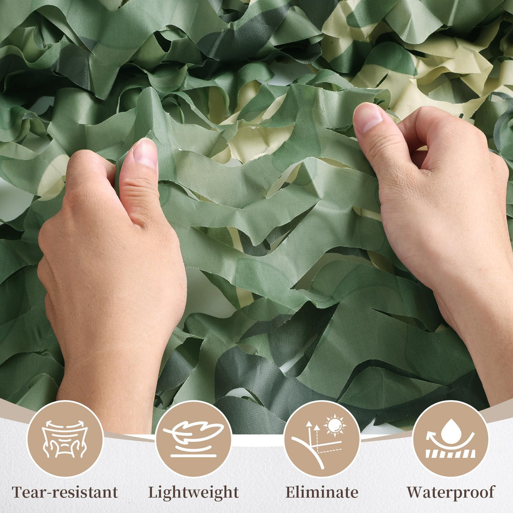 Yeacool camo netting is lightweight 150D fabric for easy carry on outdoor trips