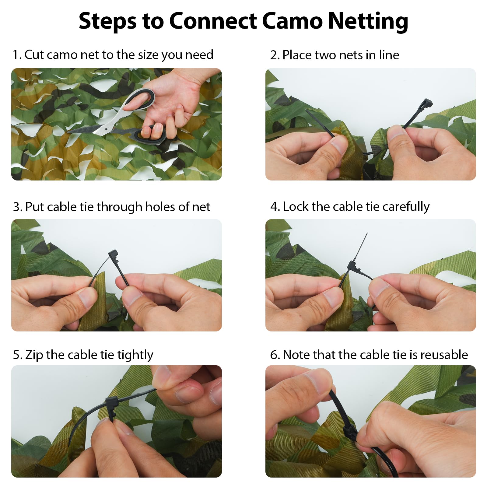 Yeacool camouflage netting easy-cut-to-fit feature enables quick terrain tailoring