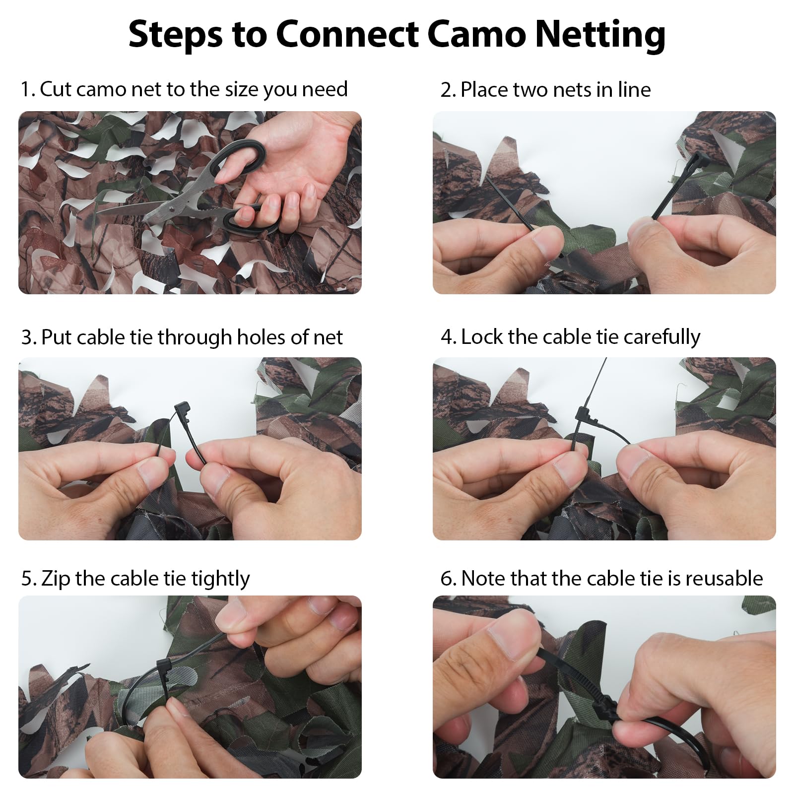 Yeacool camo netting soaked to reduce noise for quiet field use.