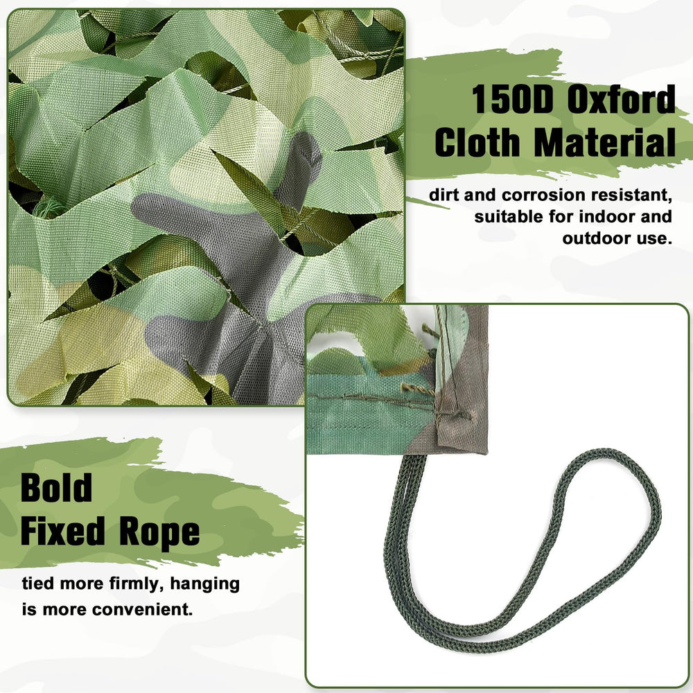 Yeacool woodland camo netting closeup of 3D leaf pattern for realistic concealment