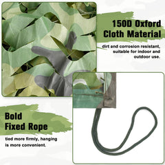 Yeacool woodland camo netting closeup of 3D leaf pattern for realistic concealment