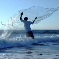 Yeahmart cast net 3-8 inch mesh closeup highlights durable copolymer construction.