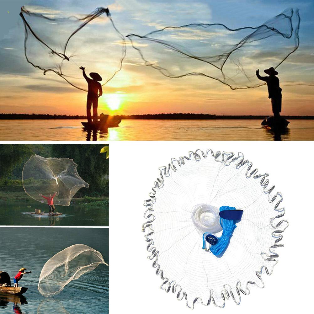 Yeahmart cast net 3-8 inch mesh captures small bait quickly