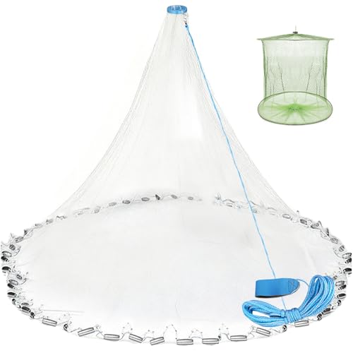 Yeahmart cast net 4ft radius ready for live bait collection with easy throw