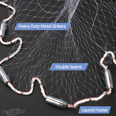 Yeahmart cast net catching live bait in deeper water for efficiency.