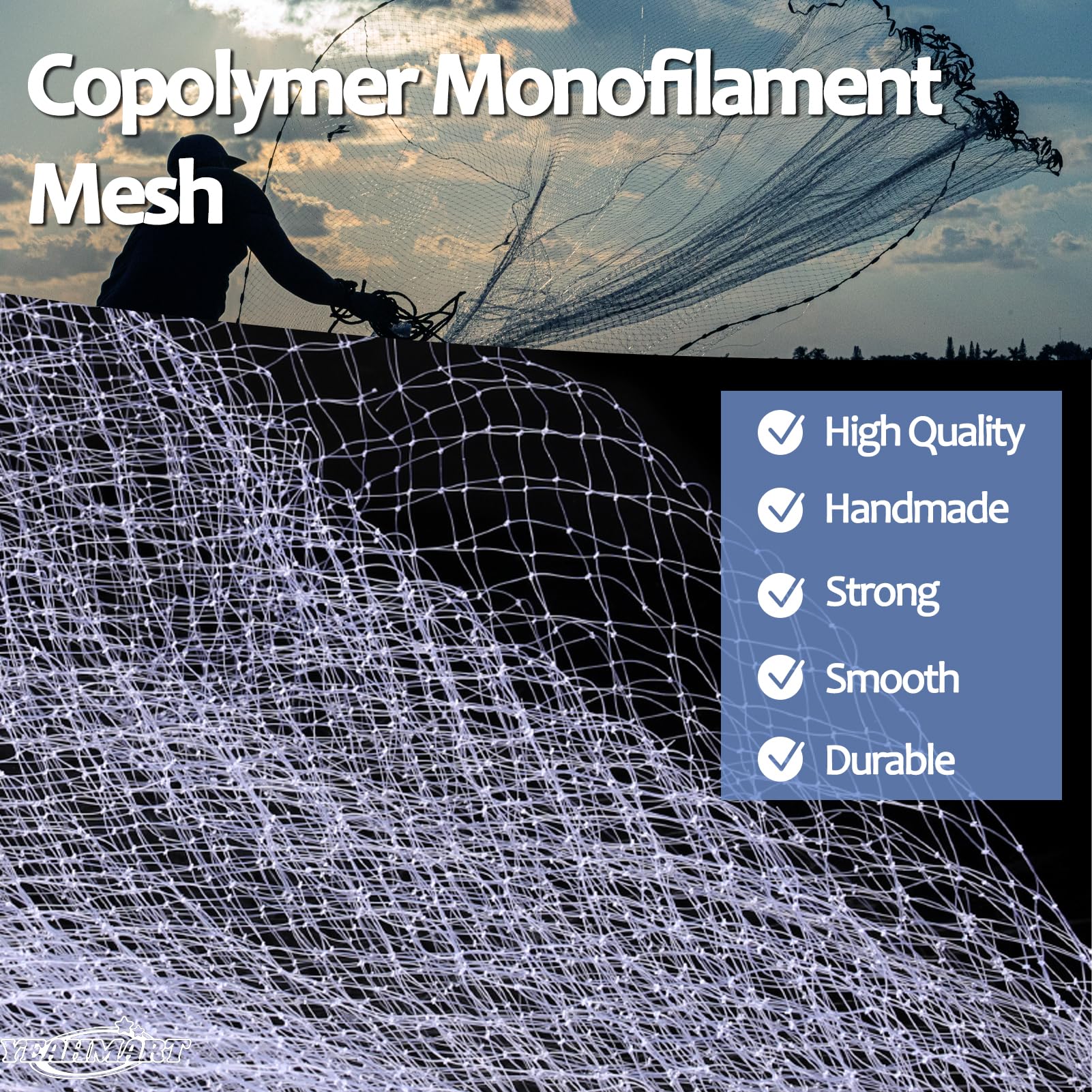 Yeahmart copolymer mesh resists saltwater wear for long-lasting performance.