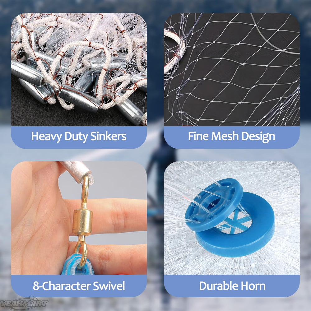 Yeahmart cast net-live-bait-catch demonstrates efficient bait capture.