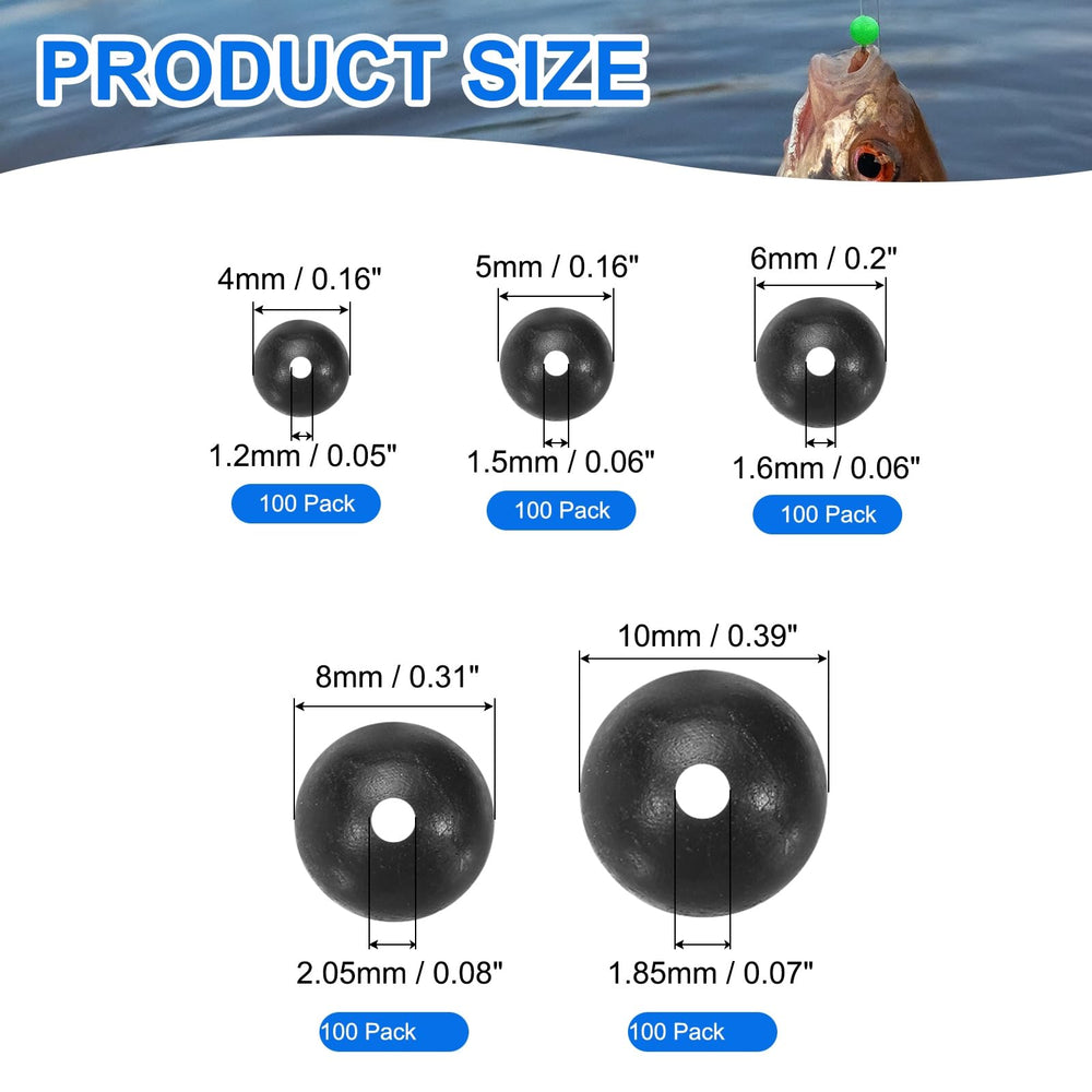 YELARXI black round fishing beads 5mm, 500-pack