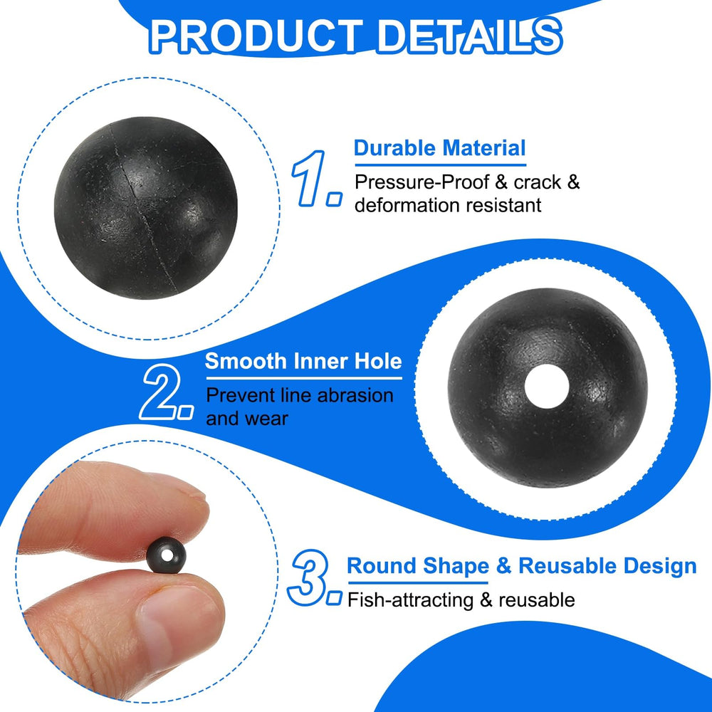 YELARXI black round fishing beads 6mm, 500-pack