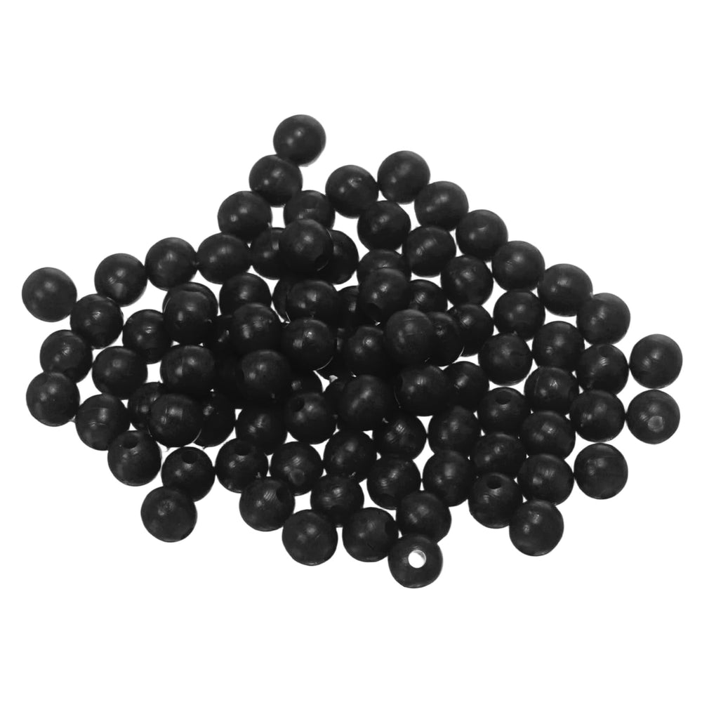YELARXI round 5mm black fishing beads ready for rigging on a line