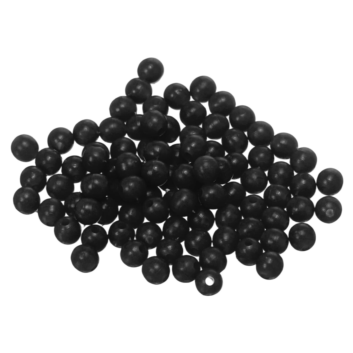 YELARXI round 5mm black fishing beads ready for rigging on a line