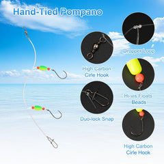 Top view showing bright green-yellow floats for visibility