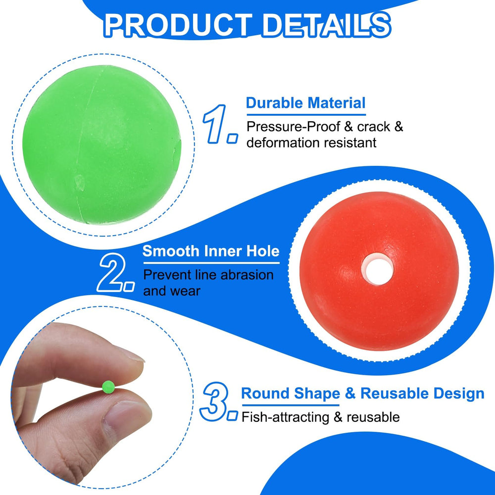 YELARXI round fishing beads designed for versatile rigs and smooth threading.
