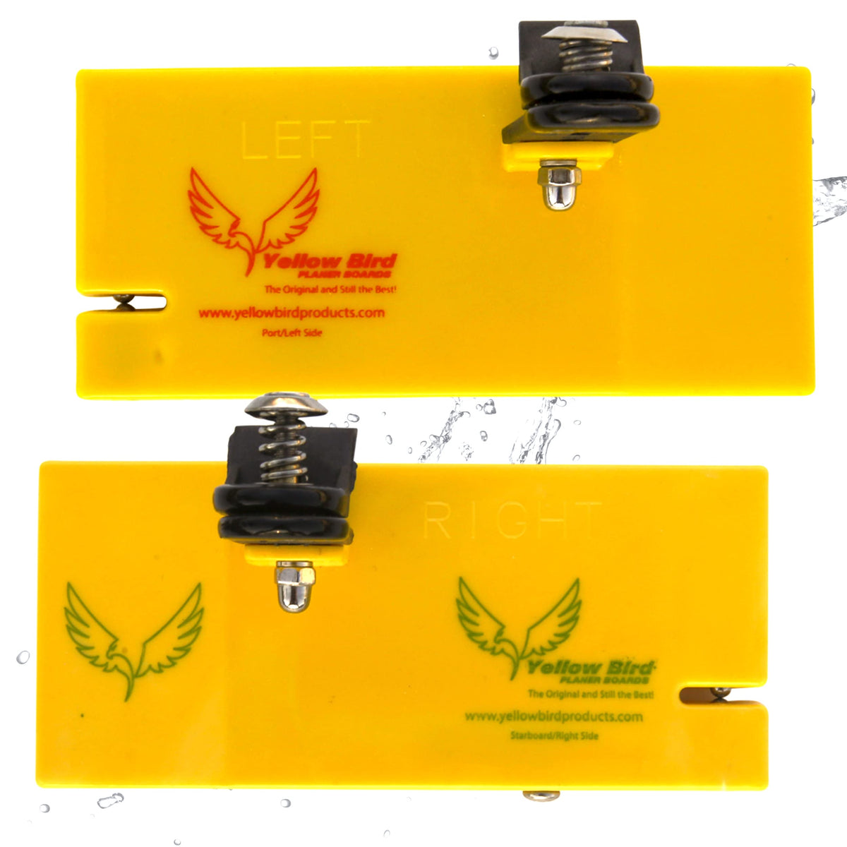 Yellow Bird 2-Pro-Pak 5in planer board right-side for long-distance trolling.