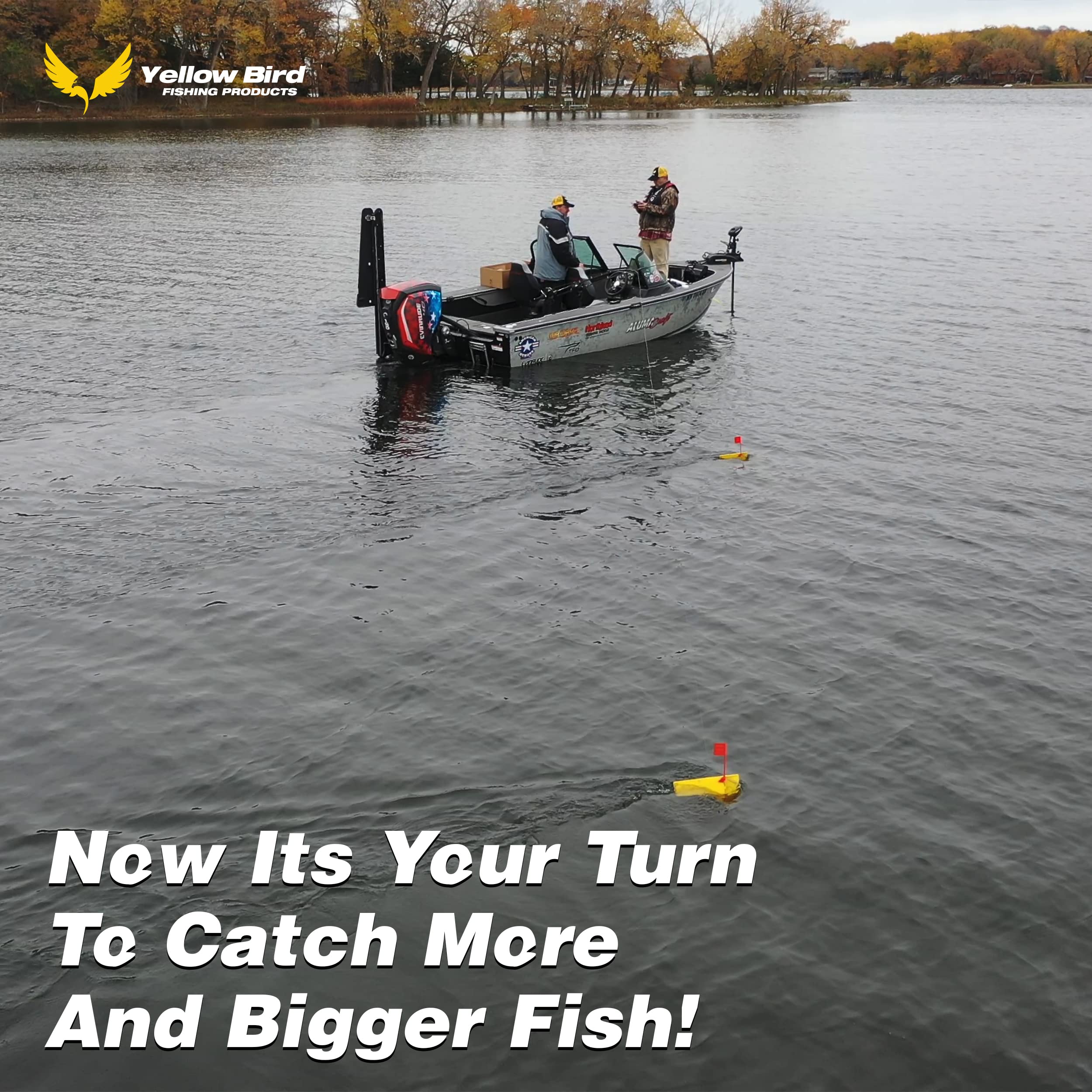 Yellow Bird boards deployed on water for offshore and inshore trolling