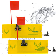 Yellow Bird planer board right-side 10-inch in action during trolling