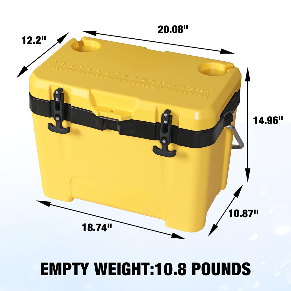 Yellow Jacket 27-qt ice cooler beach-scene ready for a sunny day.