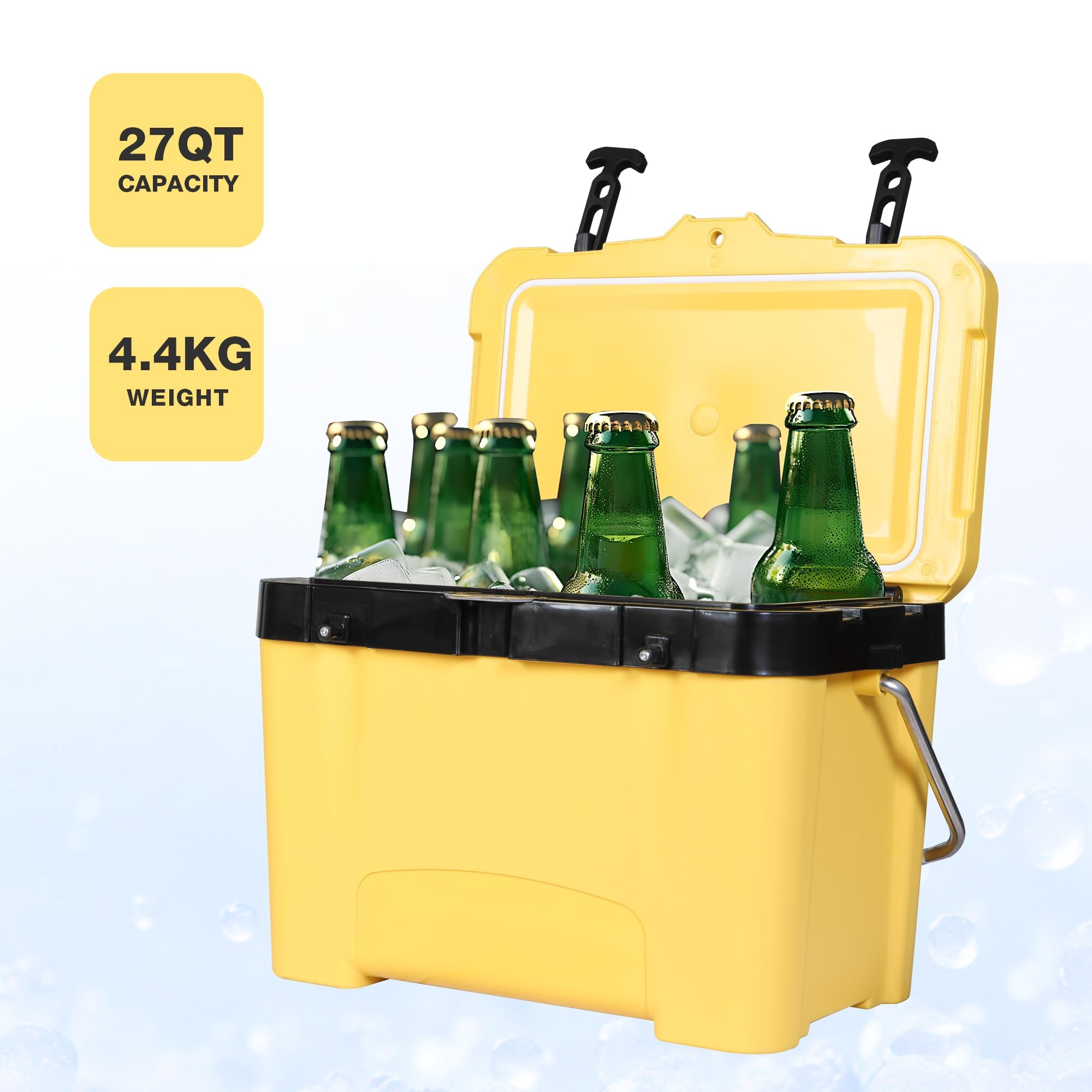 Yellow Jacket 27-qt ice cooler fishing-trip keeps drinks cold on the water.