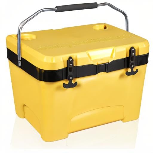 Yellow Jacket 27-qt ice cooler lightweight-design simplifies transport.