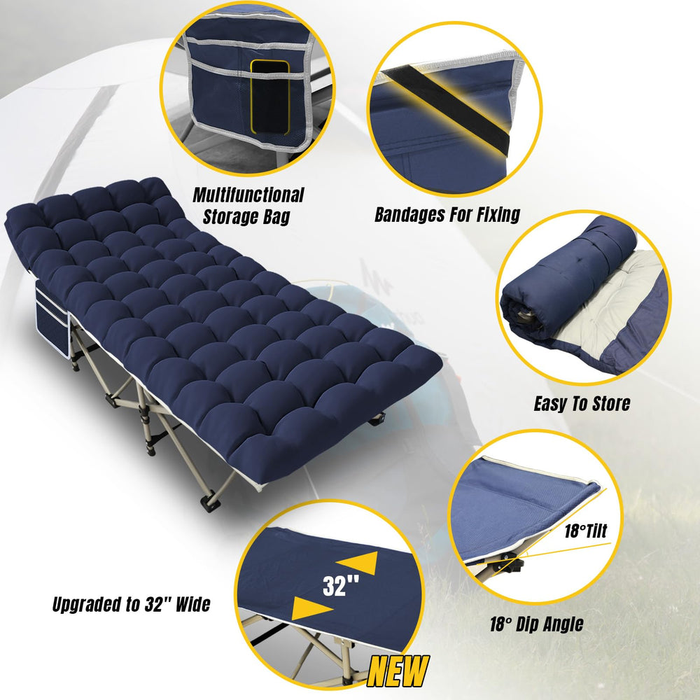 Yellow Jacket cot frame with 600 lbs support provides stable sleeping platform