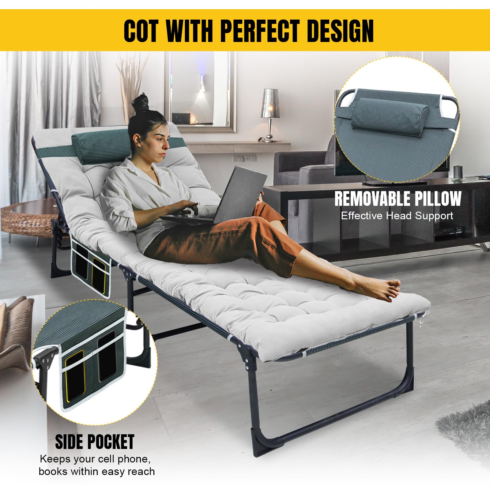 YELLOW JACKET folding cot compact-fold shows quick 3-in-1 portability for travel.