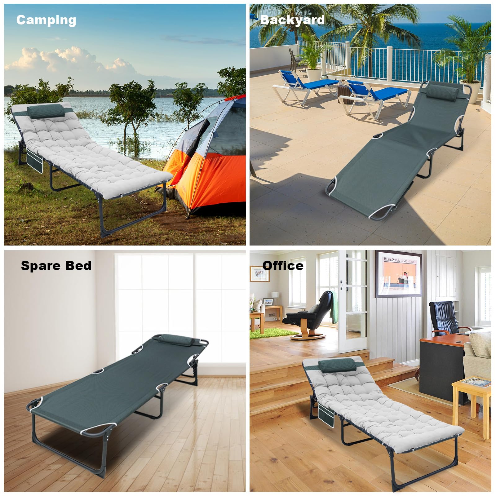 YELLOW JACKET folding cot dimensions-unfolded reveal 75 by 26.8 inches for full-body comfort.