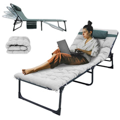 YELLOW JACKET folding cot fully assembled highlighting sturdy steel frame for outdoor camping comfort.
