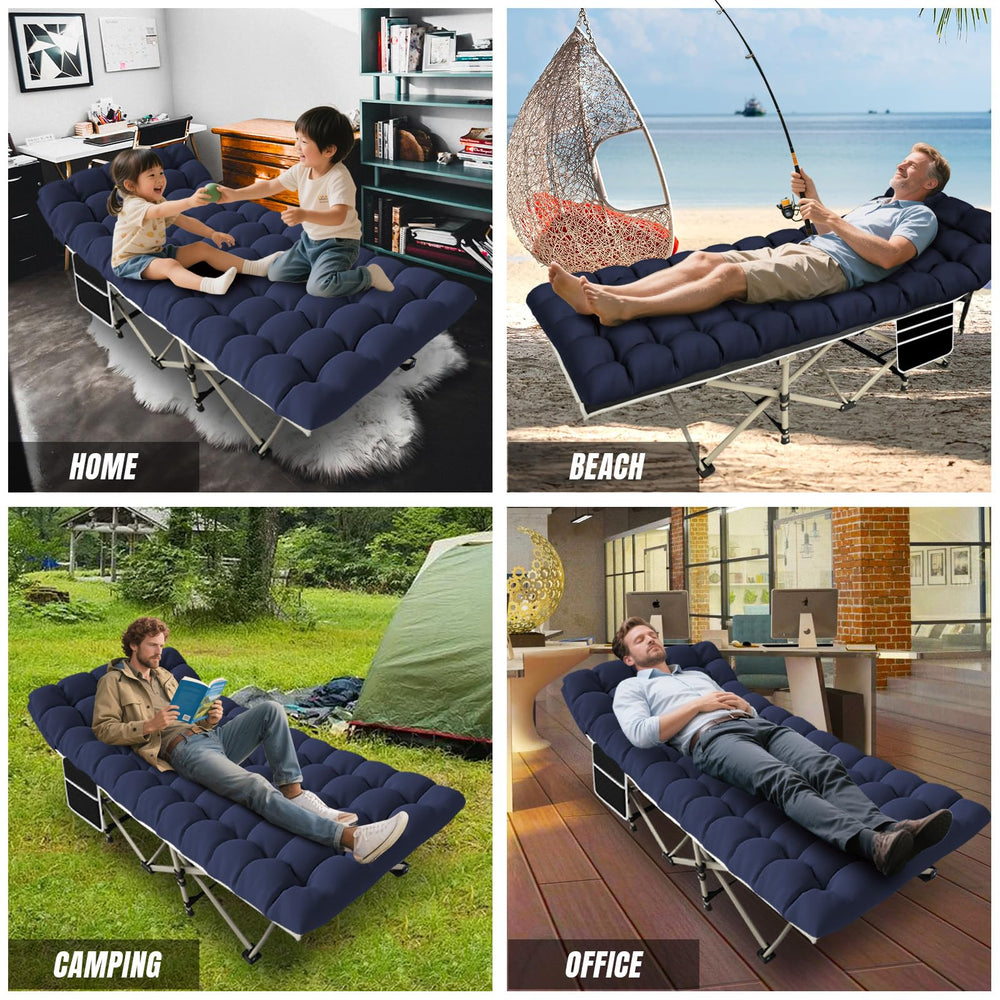 Yellow Jacket cot ready for office or travel use with portable comfort