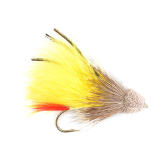 Yellow Marabou Muddler Minnow streamer fly hook size 4 - side view - image 2