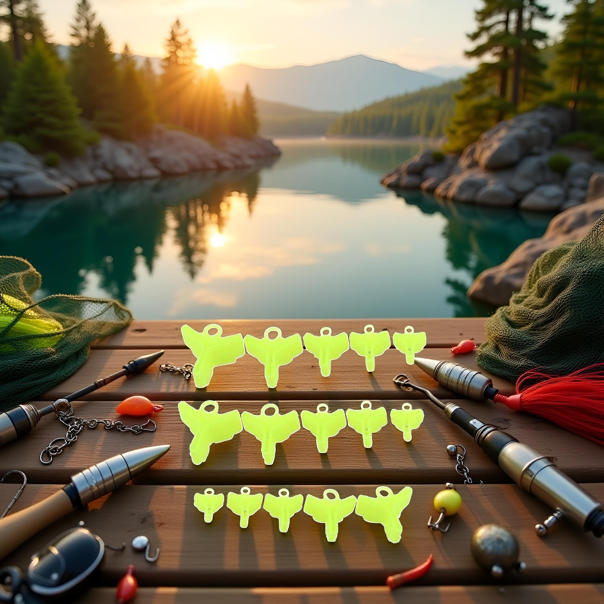 Universal-fit yellow hook covers on treble hooks