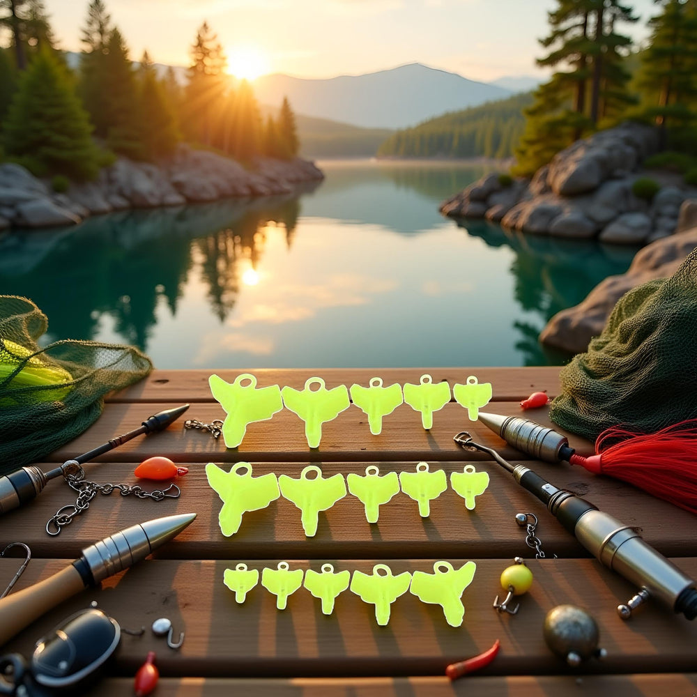 Universal-fit yellow hook covers on treble hooks