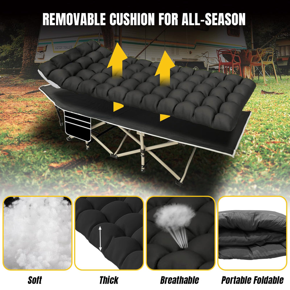 Yellow Jacket cot features an 18-degree head tilt for neck and back support