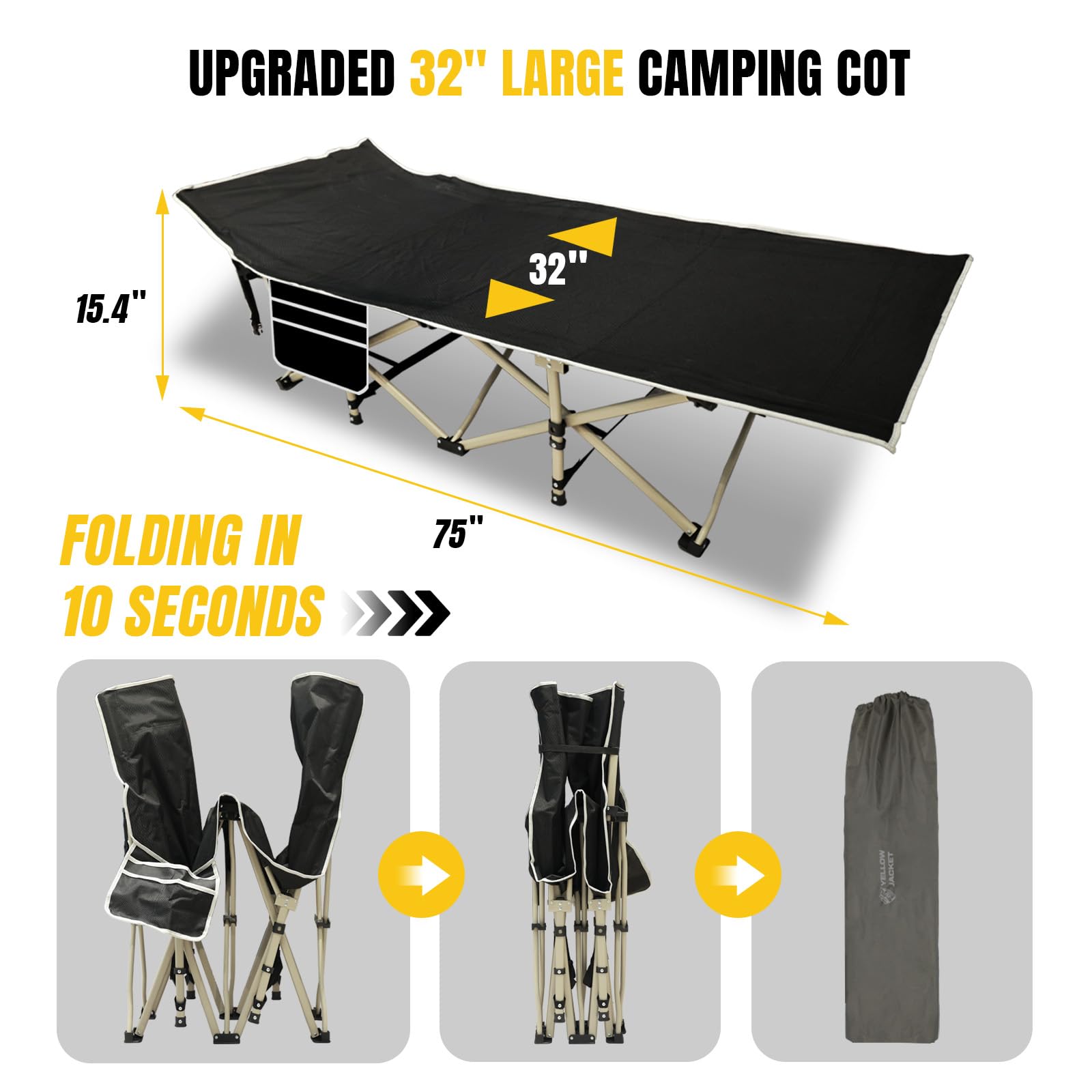 Yellow Jacket cot mattress removable for seasonal comfort and standalone use