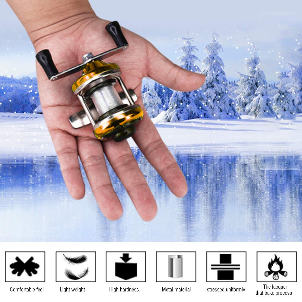 Yencoly reel ready for ice fishing setup in cold conditions