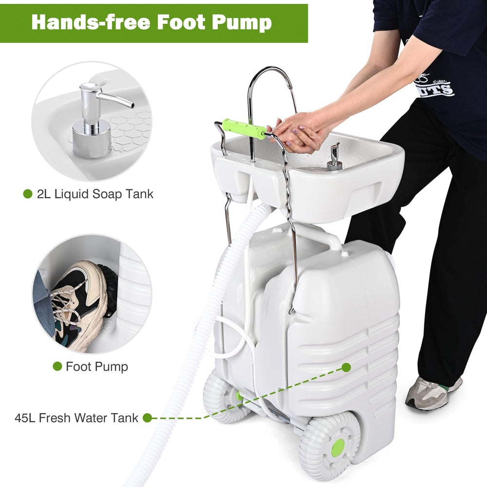 Yescom adjustable-height wash basin fits adults and kids.