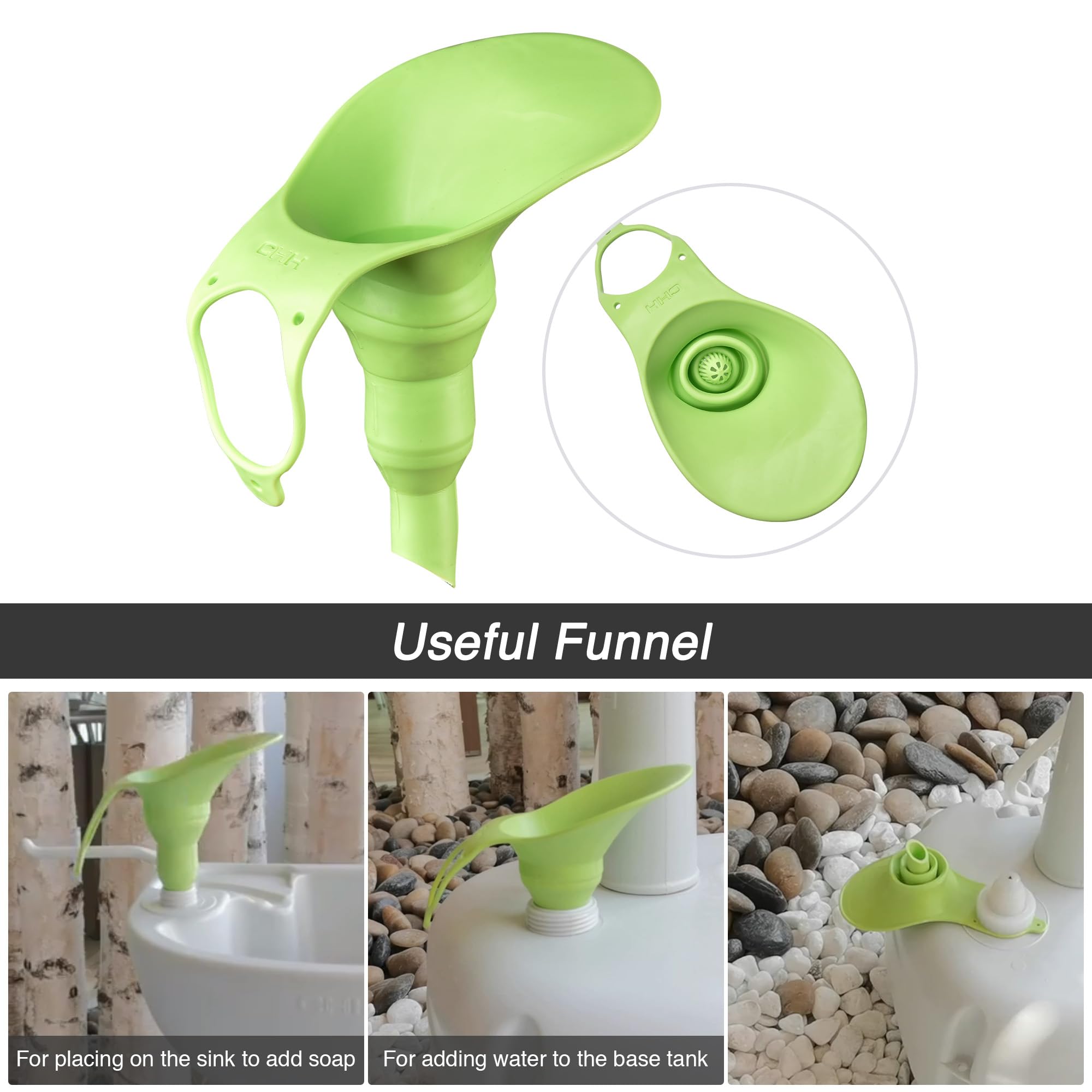 Yescom dual-hole waste tank connected to portable handwash stand.