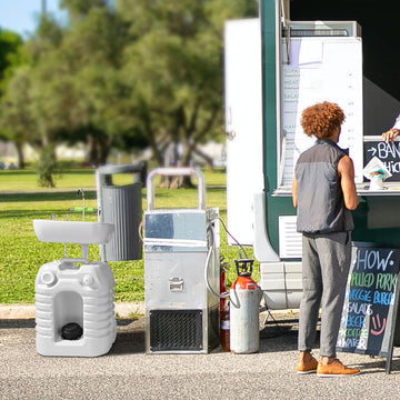 Yescom hand wash station with wheels for portable camping use